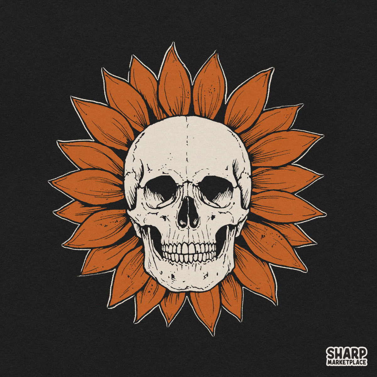 Rustic Blooming Sunflower Skull Centerpiece Graphic, Fall