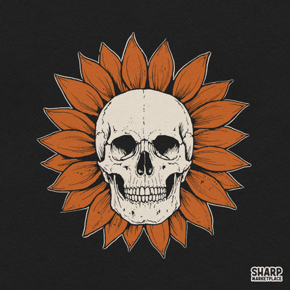 Rustic Blooming Sunflower Skull Centerpiece Graphic, Fall