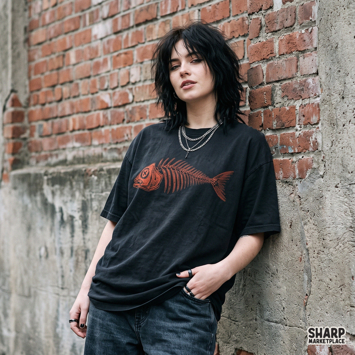 Vintage Fish Skeleton Illustration Shirt, Fishing PNG Lake