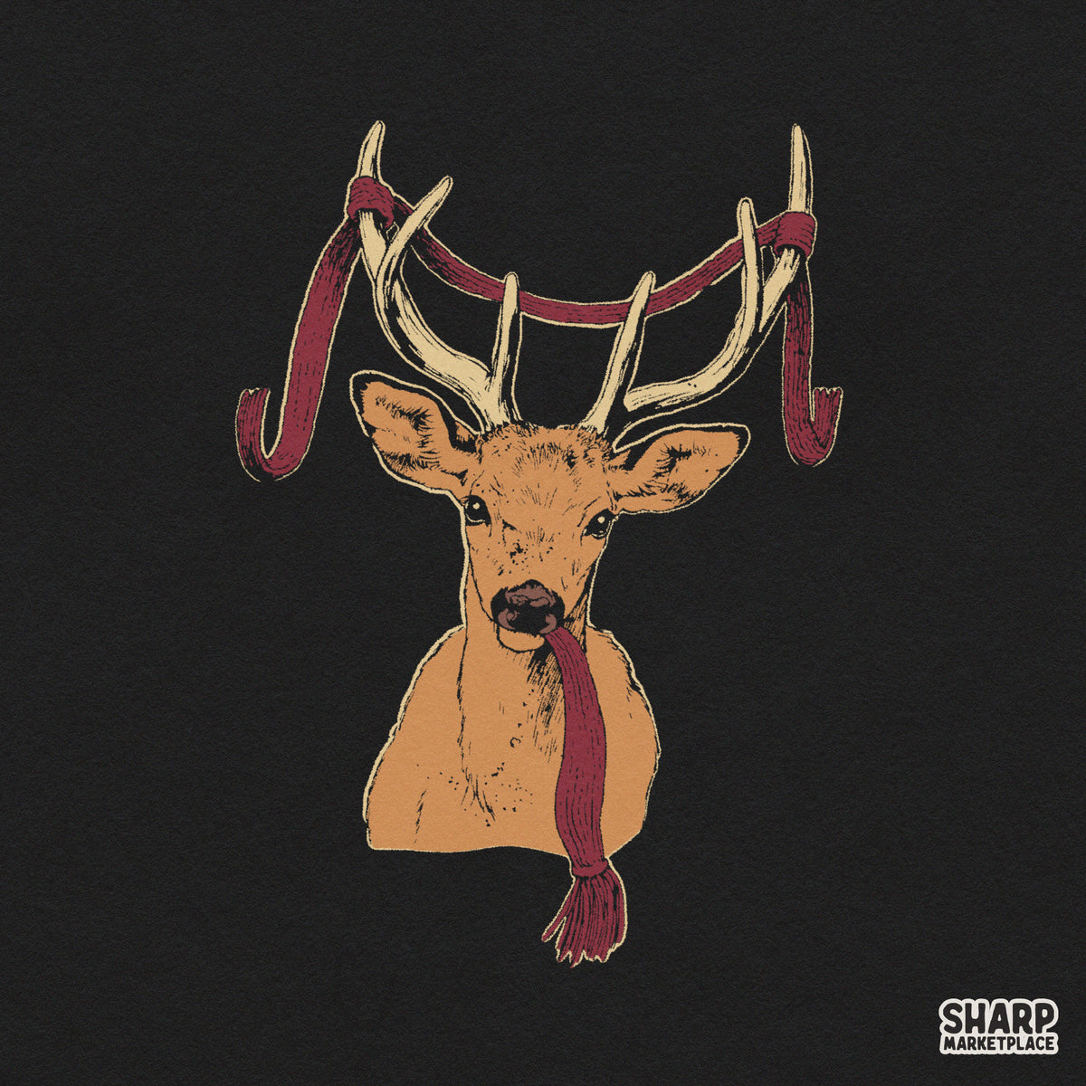 Handsome Buck Wearing Warm Orange Scarf Fall PNG, Trendy