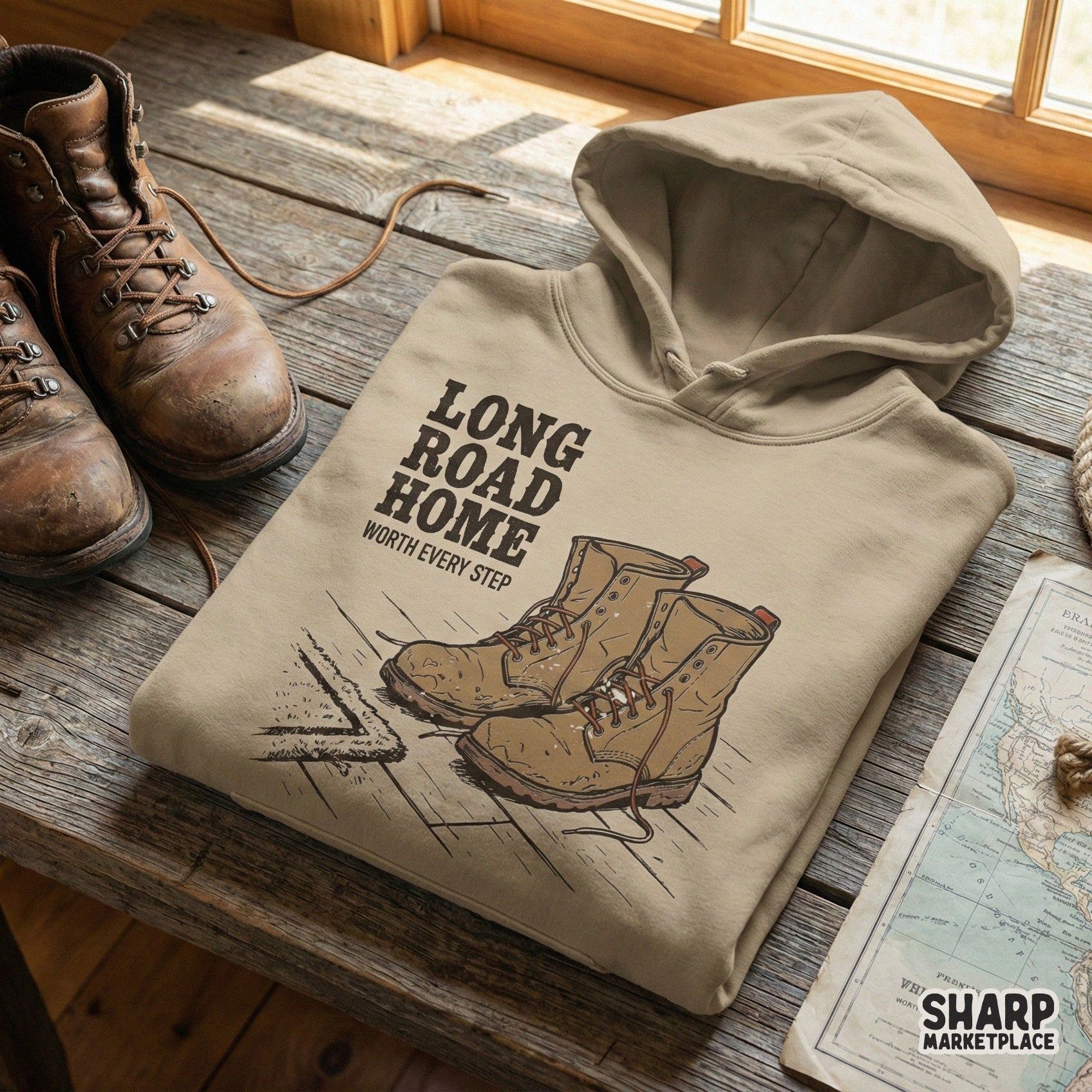 Long Road Home PNG Design, Worth Every Step Boots Shirt Graphic - 300 DPI