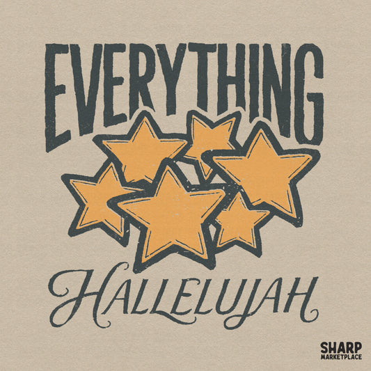 Retro Everything Hallelujah Christian star cluster graphic for religious sublimation shirts and faith-based apparel