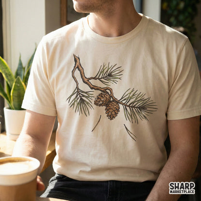 Pine Branch PNG, Botanical Nature Clipart - 300 DPI Design for T-Shirt