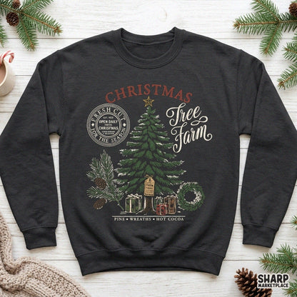 Retro Christmas tree farm PNG graphic for winter holiday t-shirt sublimation designs