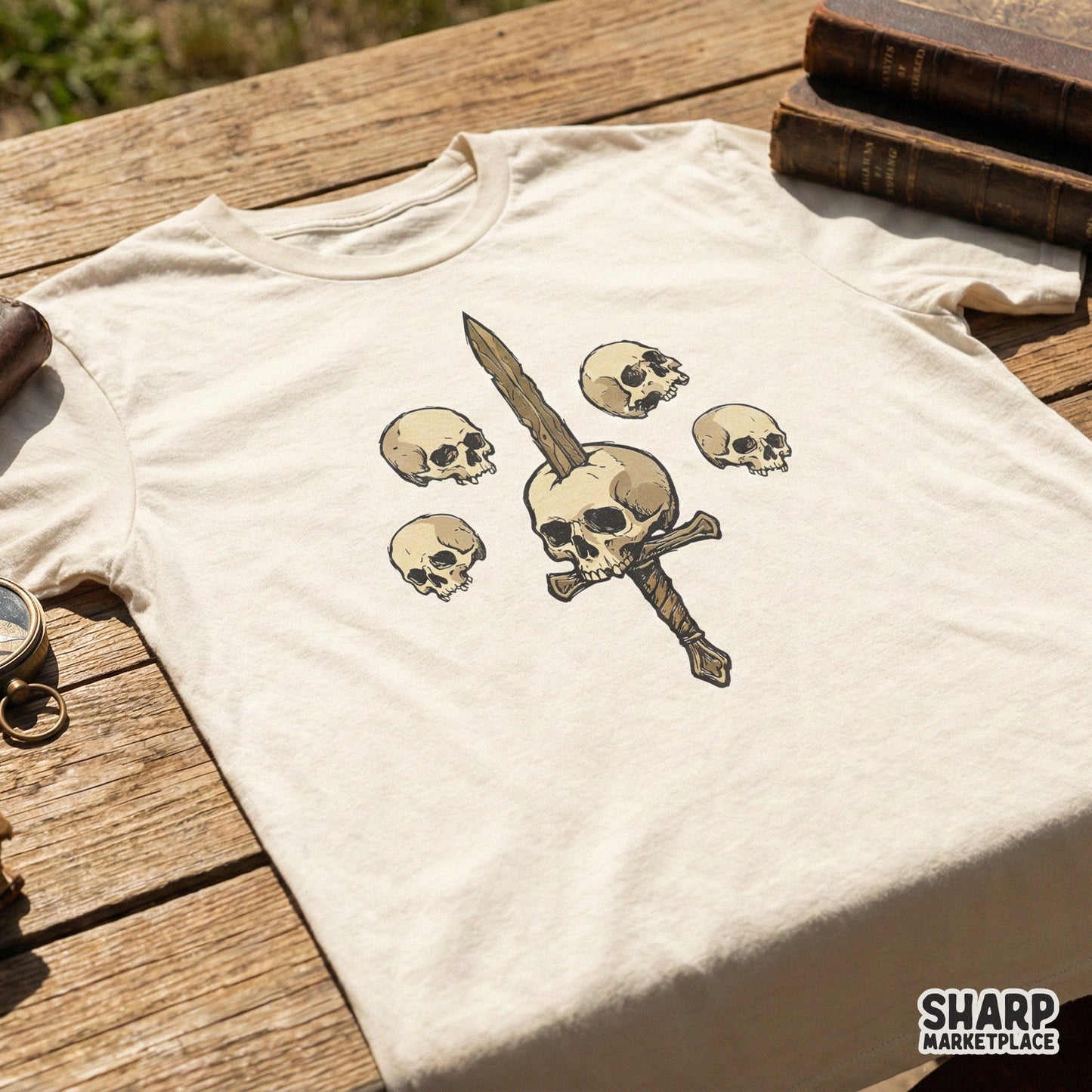 Sword And Skulls PNG, Gothic Skull Art - 300 DPI Design for T-Shirt