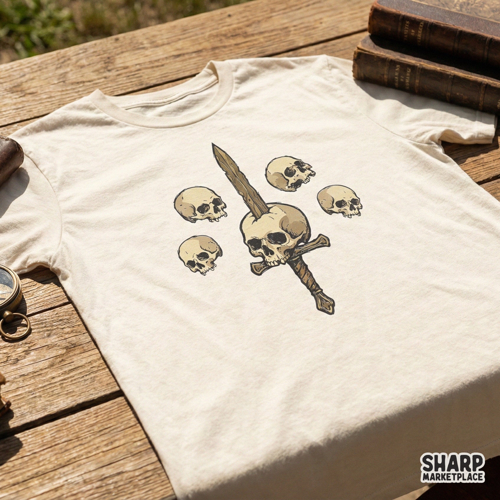 Sword And Skulls PNG, Gothic Skull Art - 300 DPI Design for T-Shirt