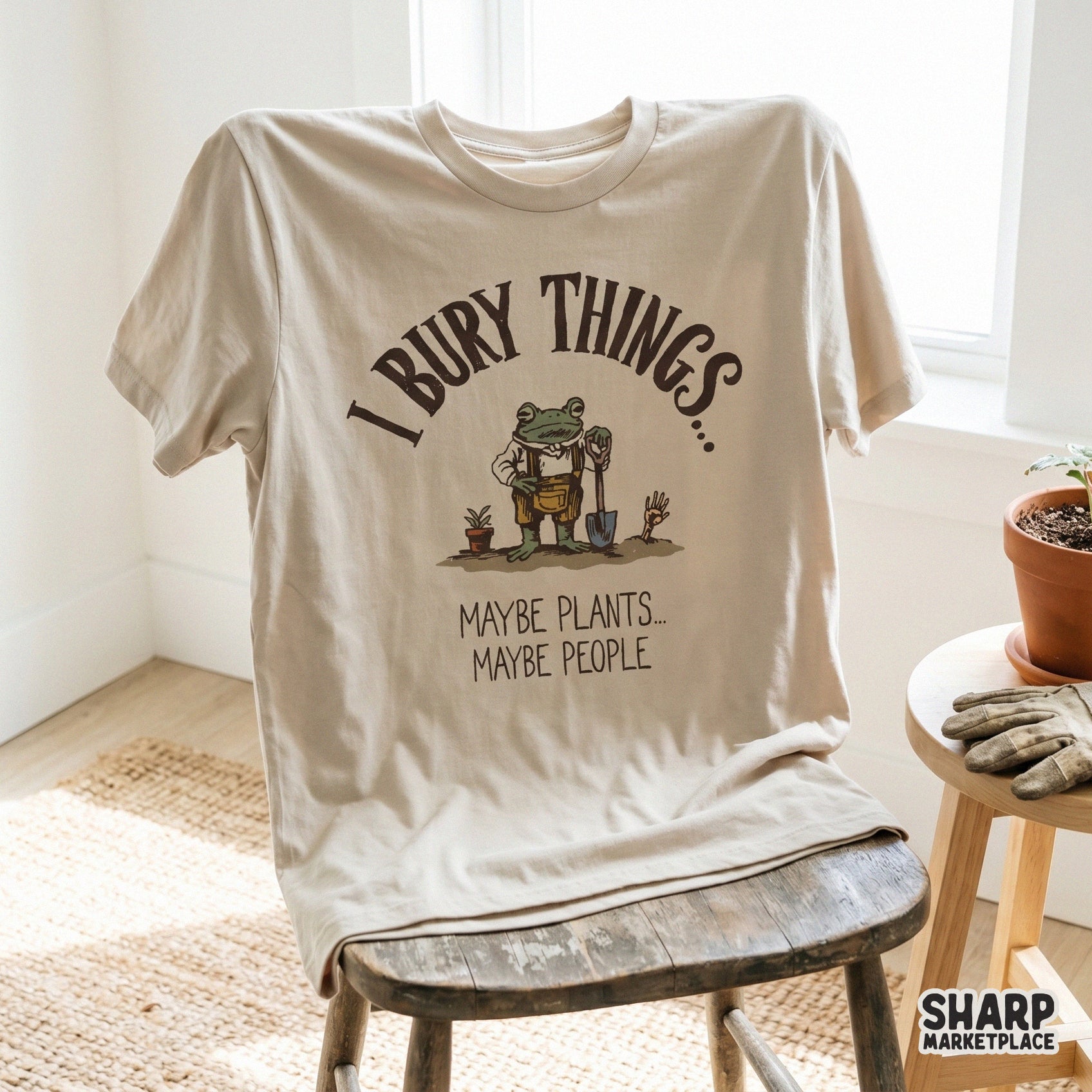 Funny frog with dark humor text for a sarcastic spooky season sublimation shirt design