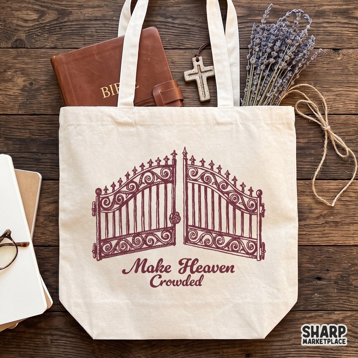Retro Christian PNG sublimation design featuring make heaven crowded iron gates illustration for t-shirts