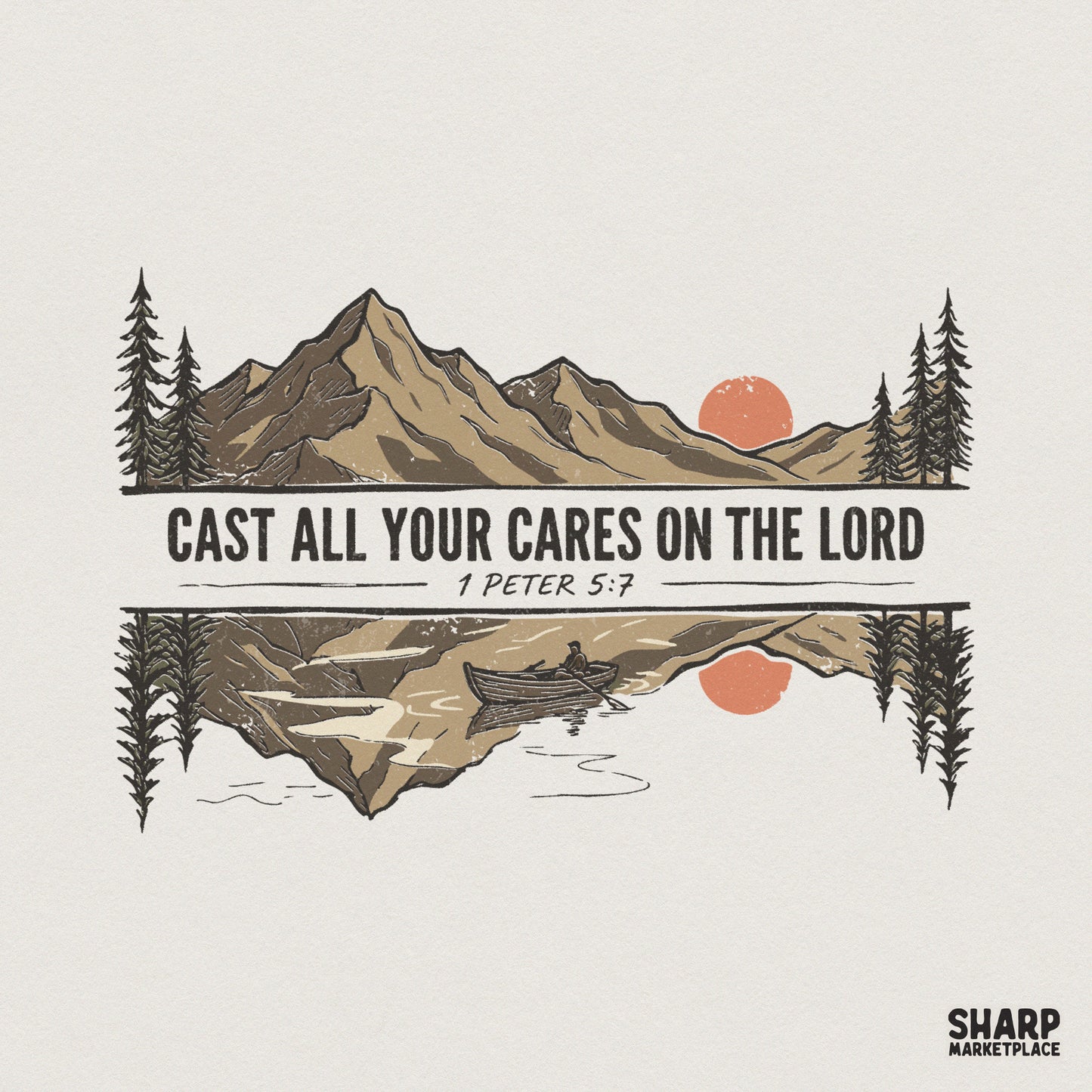 Cast All Your Cares On The Lord PNG, 1 Peter 5:7 - 300 DPI Design for