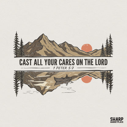 Cast All Your Cares On The Lord PNG, 1 Peter 5:7 - 300 DPI Design for