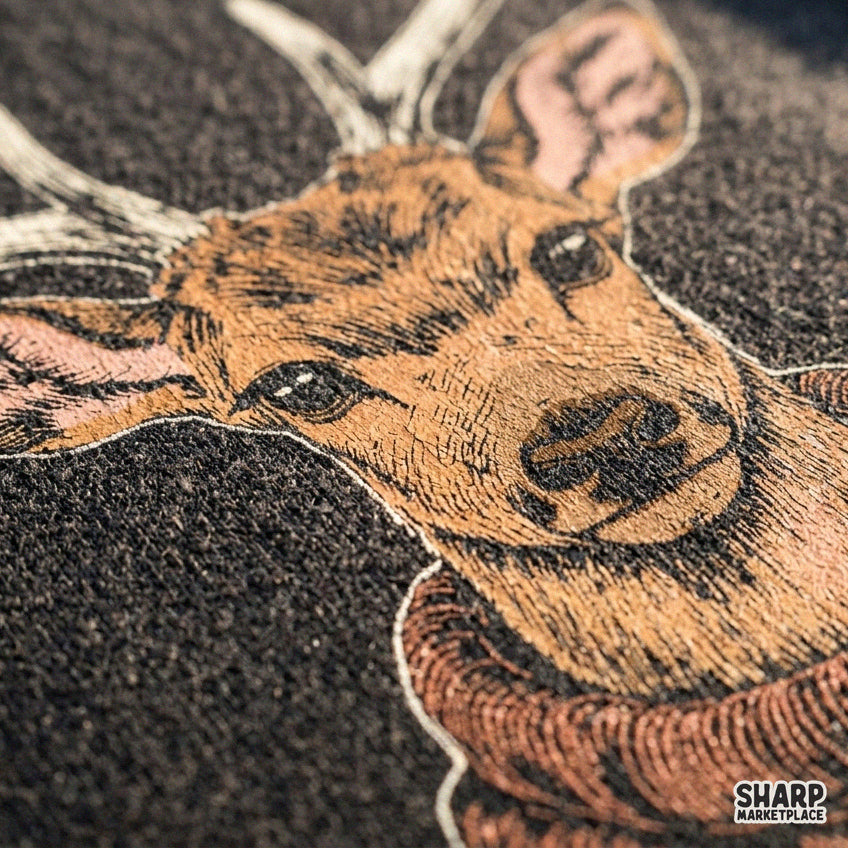 Cozy Forest Buck Deer In Turtleneck Sweater, Sublimation