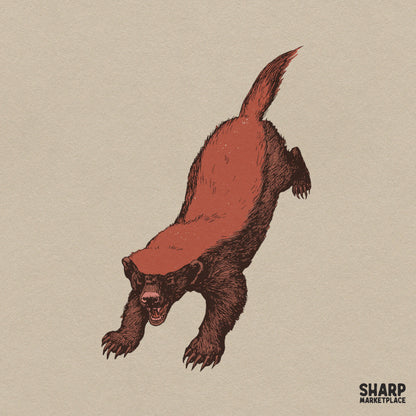 Fierce Honey Badger Leaping Art, Ferocious Wolverine