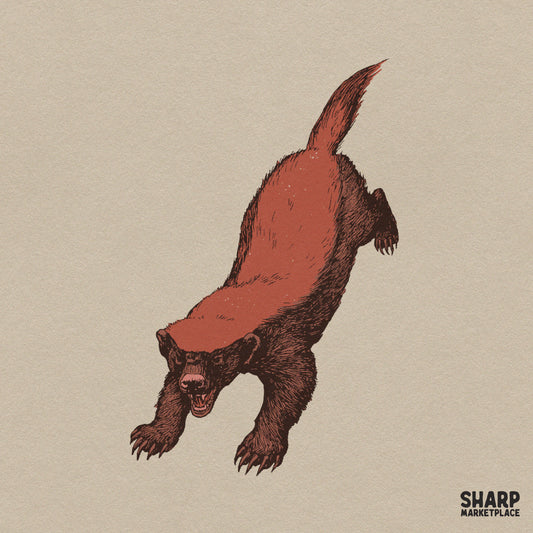 Fierce Honey Badger Leaping Art, Ferocious Wolverine