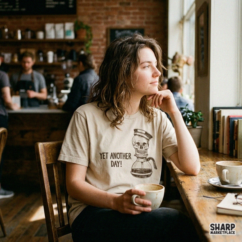Funny retro skull coffee pot PNG design for sarcastic caffeine lovers and spooky season shirts