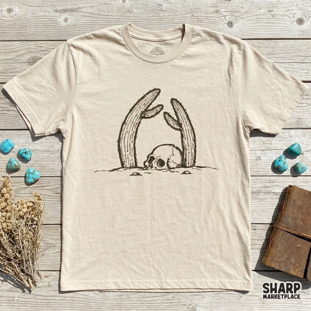 Skull Cactus Desert Scene, Halloween PNG - 300 DPI Design for T-Shirt