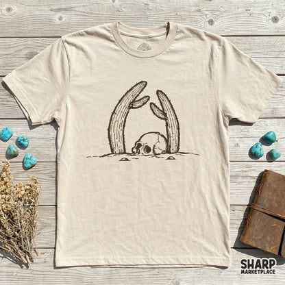 Skull Cactus Desert Scene, Halloween PNG - 300 DPI Design for T-Shirt