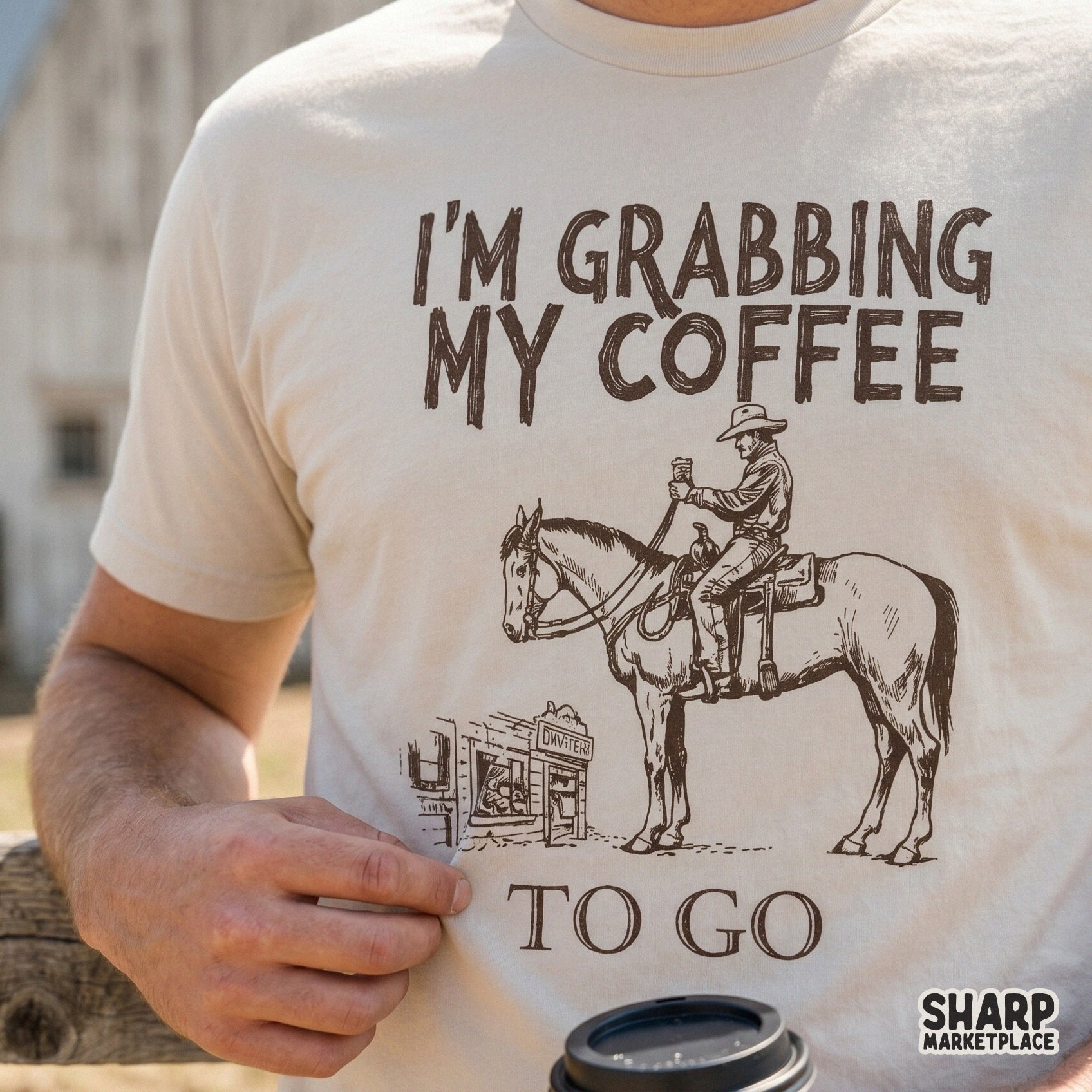 Funny sarcastic western graphic featuring a cowboy on a horse, suitable for sublimation printing on apparel, mugs, stickers, and home decor items.