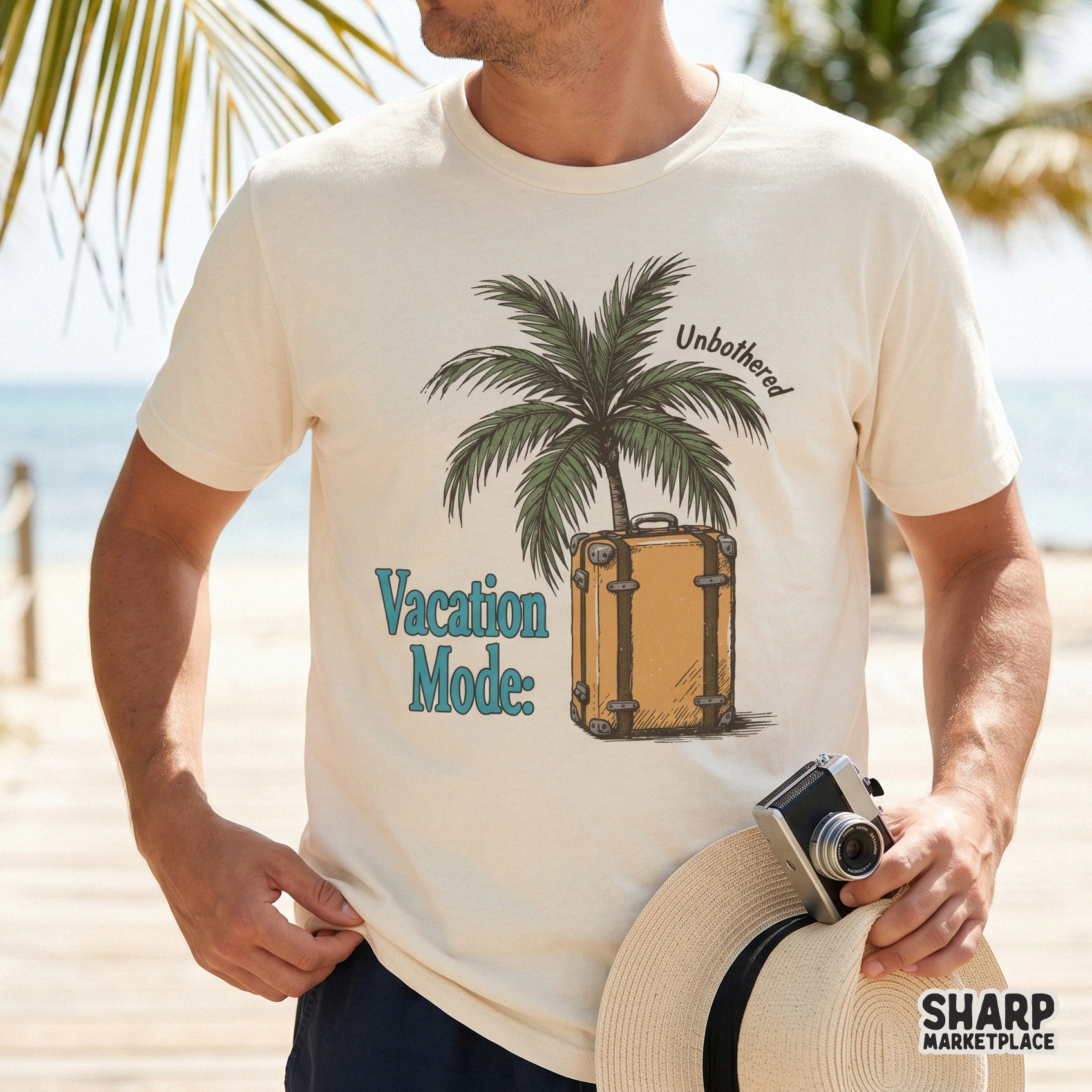 Vacation Mode Unbothered retro palm tree summer PNG for girls trip beach apparel and travel holiday sublimation designs