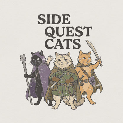 Side Quest Cats PNG, Fantasy Cat Shirt - 300 DPI Design for T-Shirt