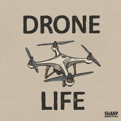 Retro drone life quadcopter pilot illustration for sublimation shirt and tumbler print designs