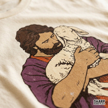 Gentle Shepherd Holding Lost Lamb Art, Vintage Christian