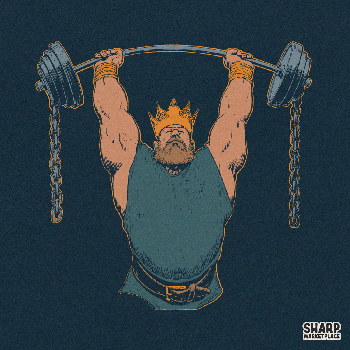 Bearded King Weightlifter Overhead Barbell Chains, Trendy