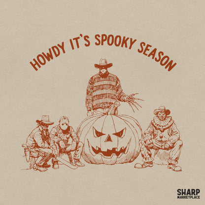 Western horror movie villains at a fence Halloween PNG design for trendy fall shirts and sublimation products