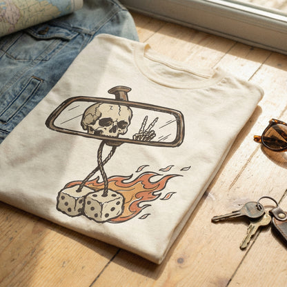 Rearview Skull PNG, Flaming Dice Digital Download - 300 DPI Design for