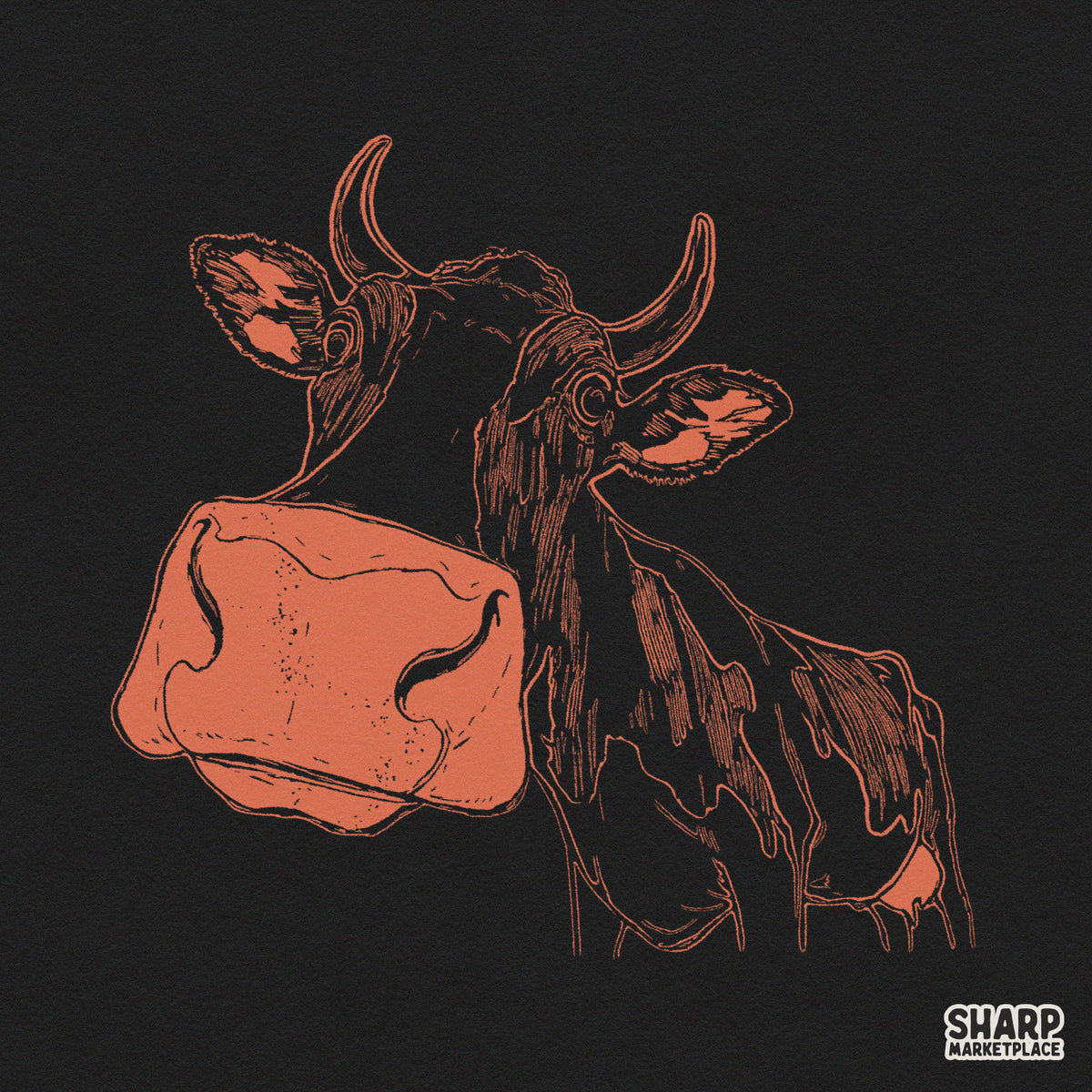 Funny Derpy Cow With Big Snout Illustration, Popular Shirt
