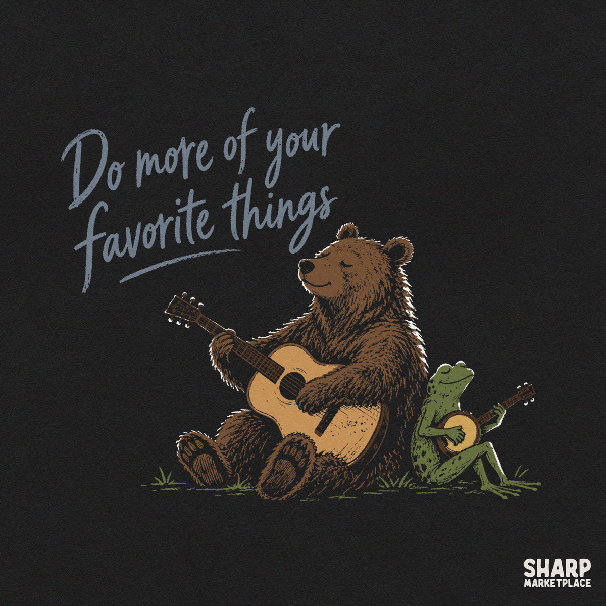 Retro bear PNG design with country music forest band theme for camping t-shirts and funny animal lover shirts