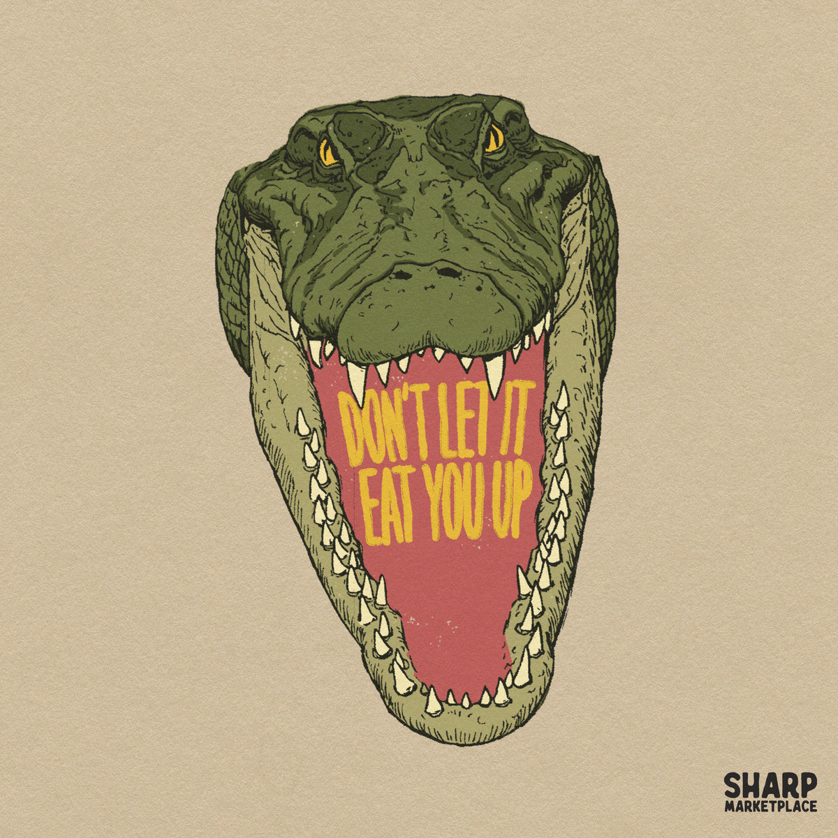Edgy alligator mouth graphic with sarcastic quote for funny t-shirt sublimation digital PNG download