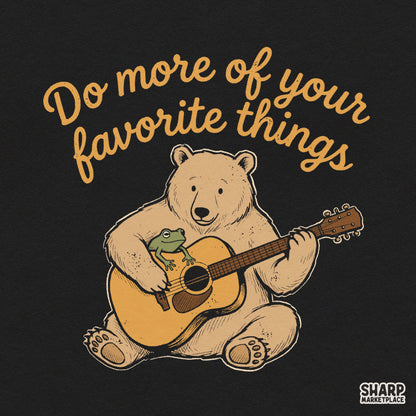 Retro bear musician playing acoustic guitar funny animal meme PNG for fall country music shirt design