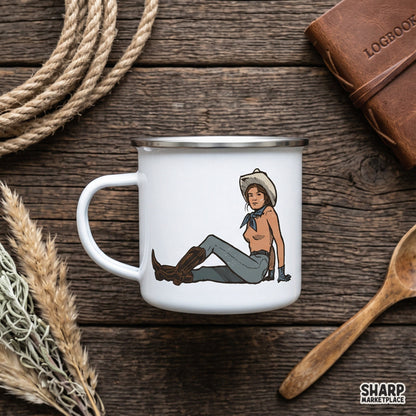 Retro pin up cowgirl sitting in boots vintage western PNG design for country music shirts and apparel