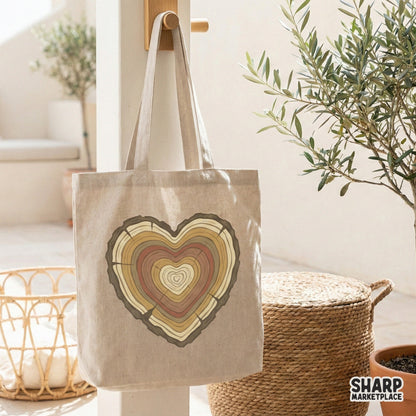 Heart Tree Rings PNG, Rustic Wood Slice Design - 300 DPI Design for T-Shirt