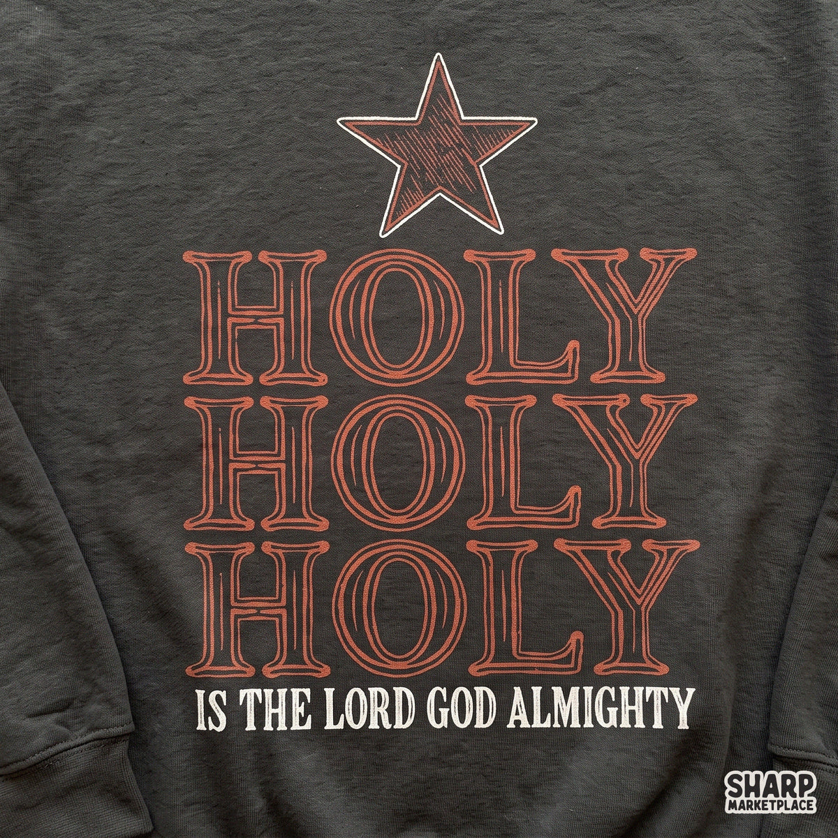 Holy Holy Holy Is The Lord God Almighty vintage Christian typography design with star for faith shirts and sublimation