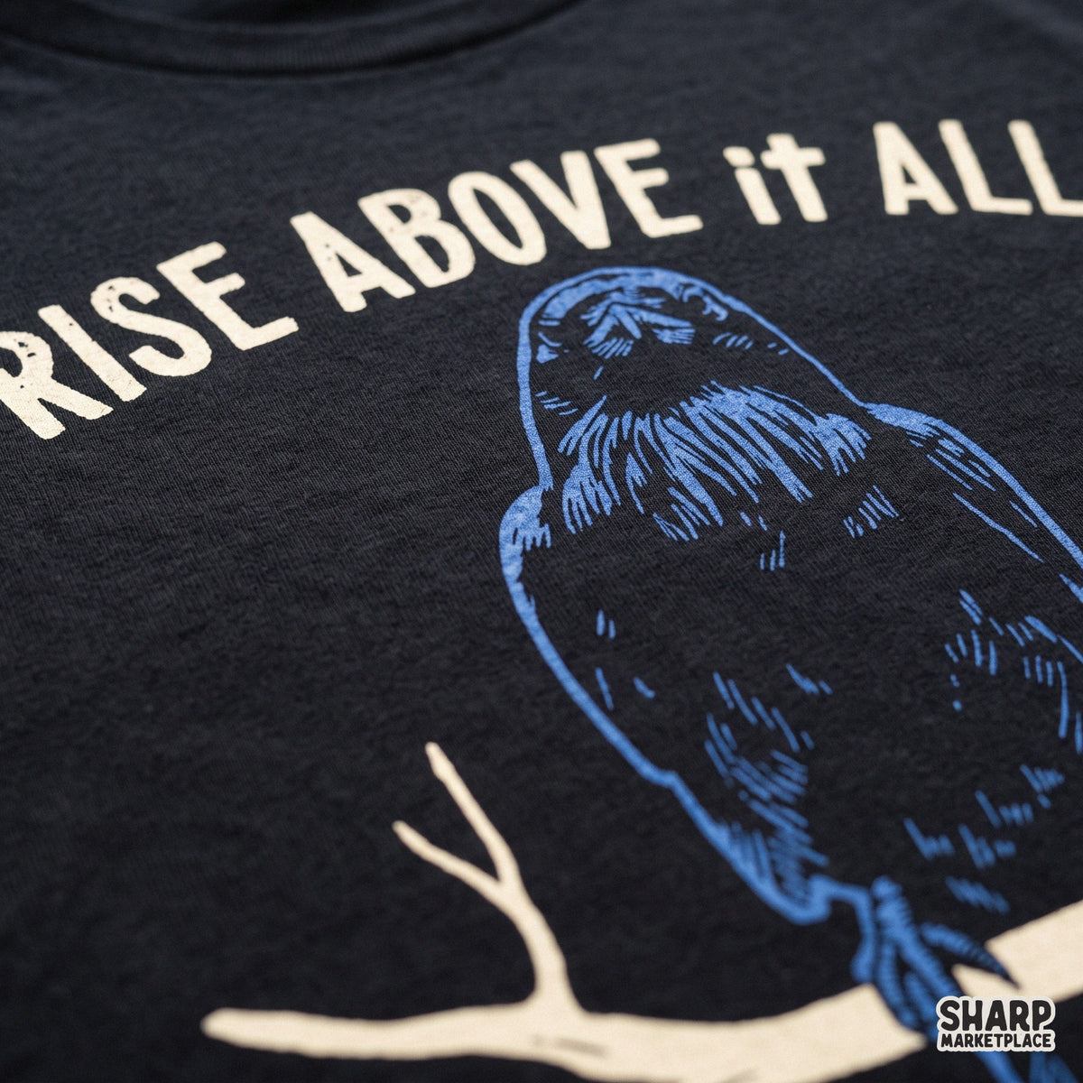 Rise Above It All blue crow raven art design for trendy Halloween shirt sublimation PNG graphics
