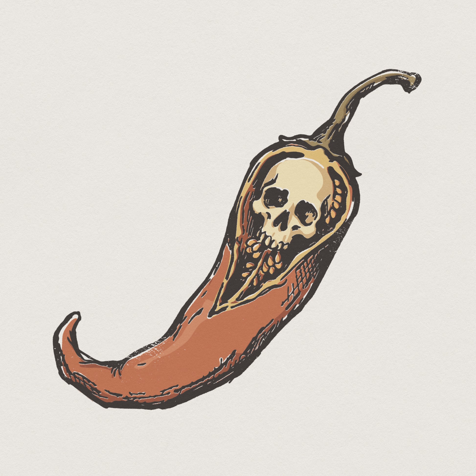 Hot Pepper Skull PNG, Spicy Ghost Chili Design - 300 DPI Design for T-Shirt