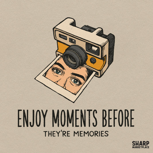 Vintage polaroid camera sublimation PNG art design with memory quote for retro shirt prints and stickers