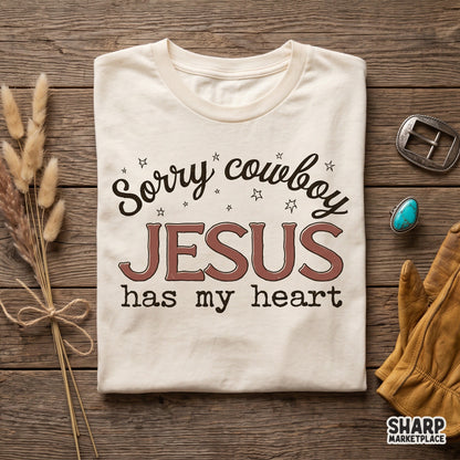 Retro country western cowboy Jesus shirt png design for sublimation and Christian faith apparel