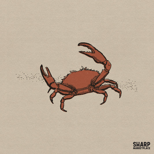 Funny crab throwing sand retro summer sublimation PNG for beach vacation shirts and coastal cruise designs