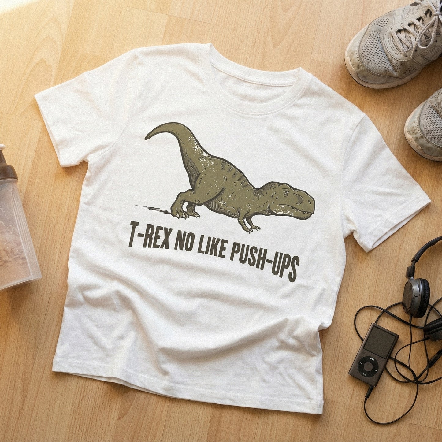 T-Rex No Like Push-Ups PNG, Funny Dinosaur Gym Shirt - 300 DPI Design for