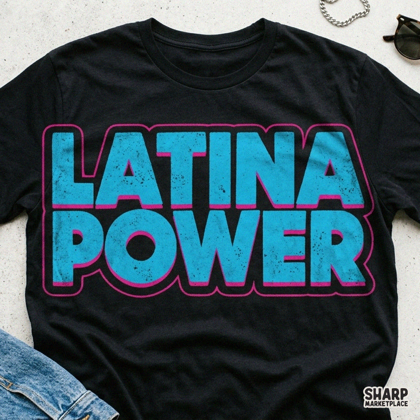 Latina Power Trendy Png, Hispanic Pride Shirt Png, Retro