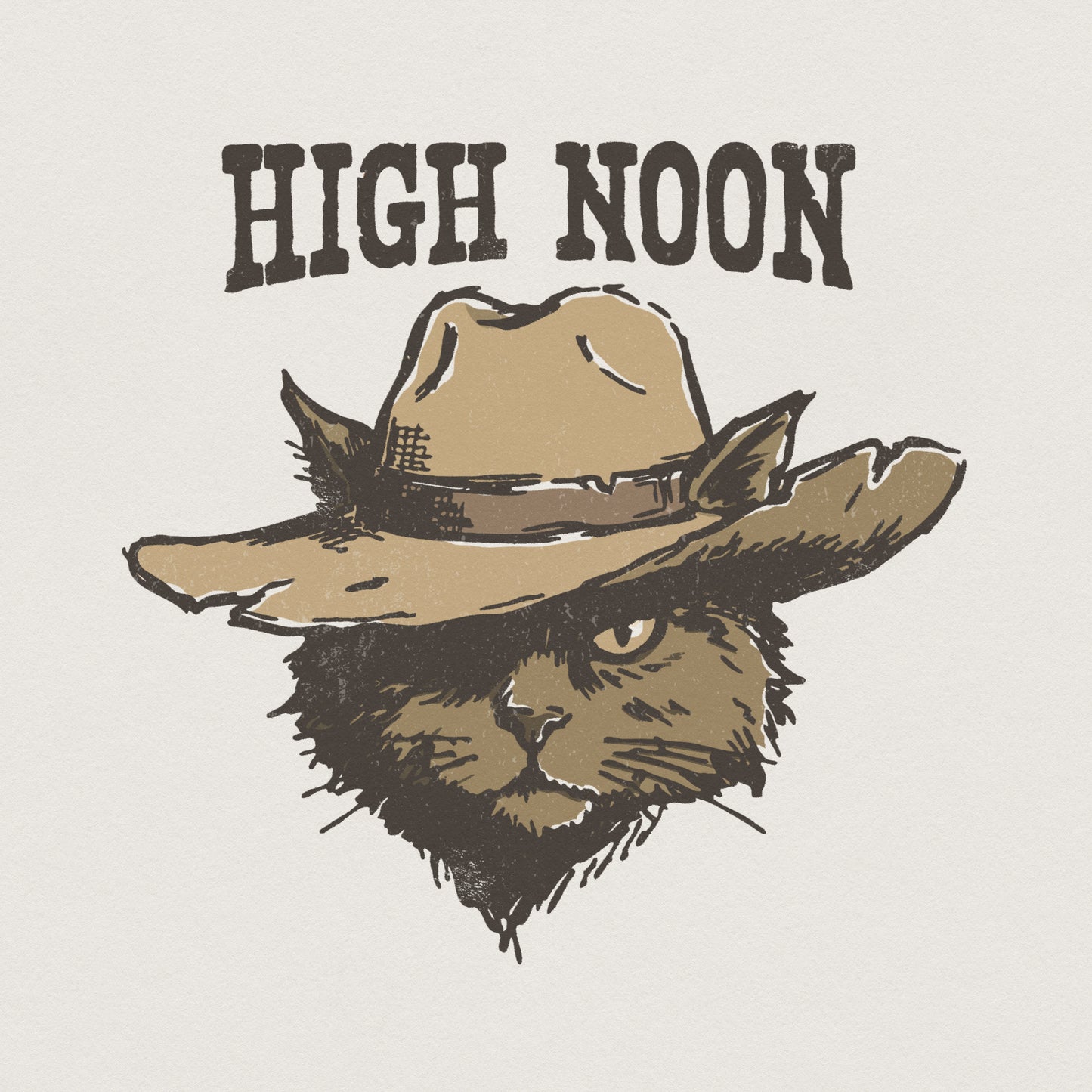 High Noon PNG, Western Cat Shirt - 300 DPI Design for T-Shirt