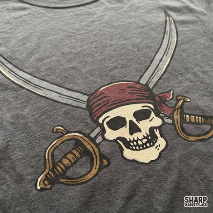 Retro pirate captain skull with crossed cutlass swords PNG sublimation design for Halloween t-shirts and apparel
