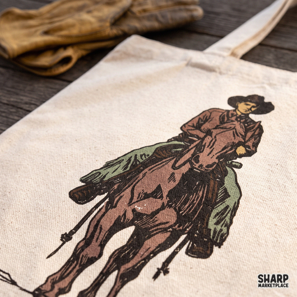 Hand drawn retro cowboy riding a horse western PNG graphic for country music t-shirts and apparel