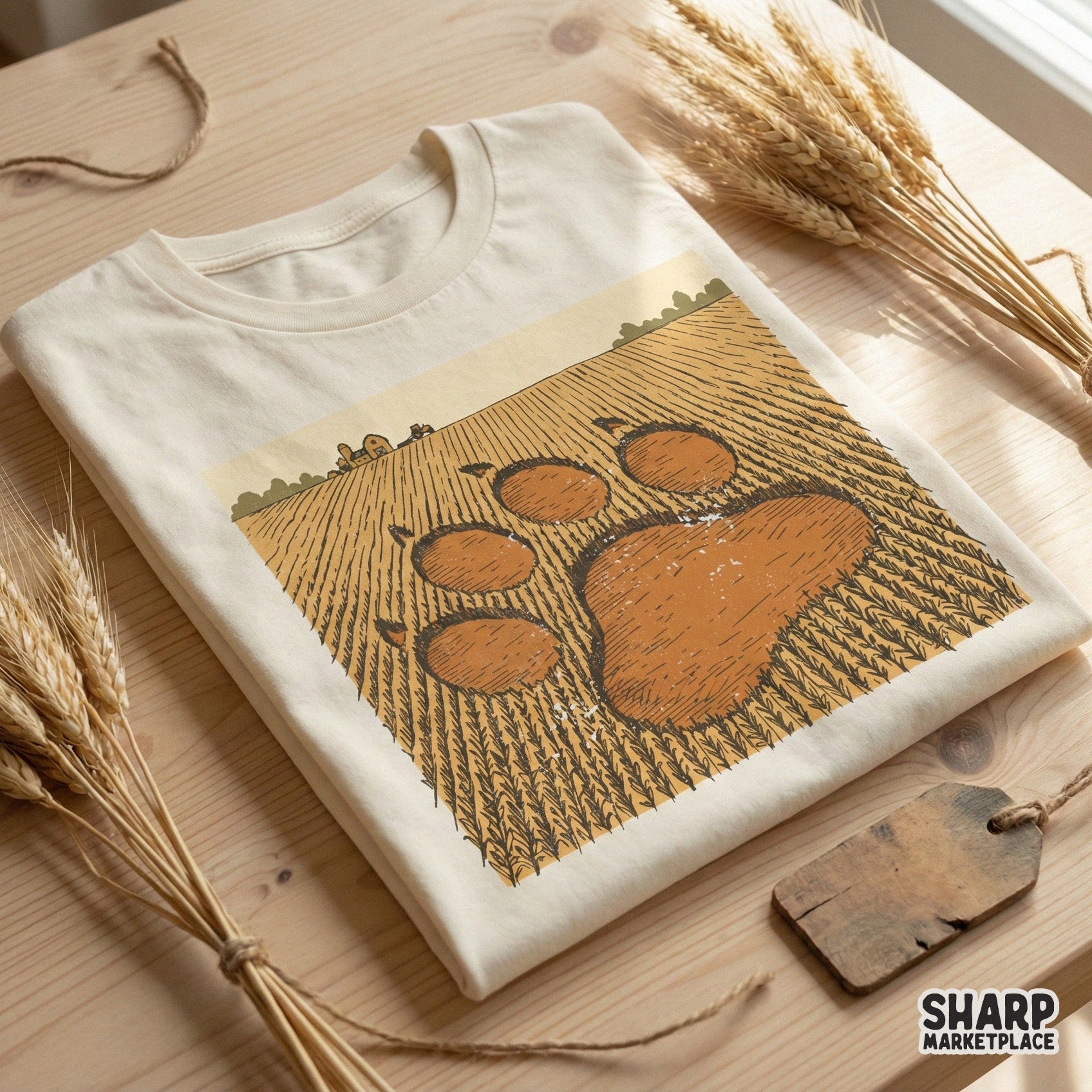 Paw Print In Farm Field PNG, Animal Lover Digital Graphic - 300 DPI
