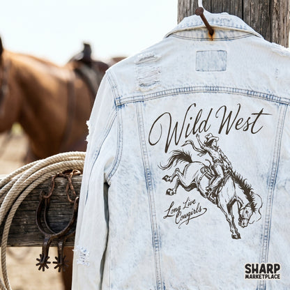 Hand-drawn rodeo themed digital graphic with flowing cursive typography, ideal for creating custom cowgirl apparel, stickers, or western wall art.