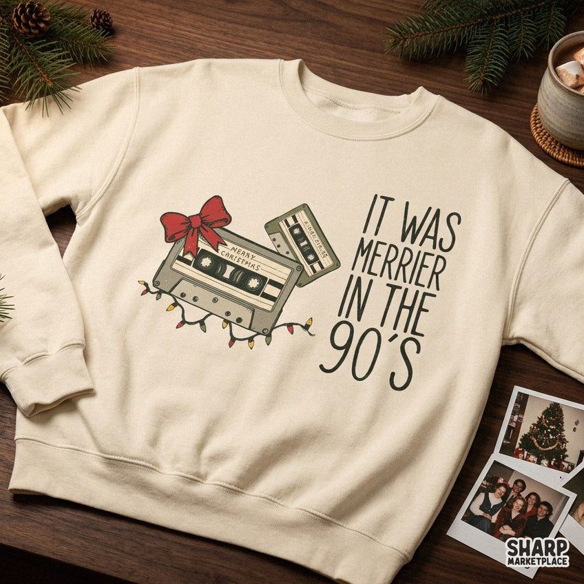 Retro 90s cassette tape Christmas PNG design for vintage holiday shirts and sublimation graphics