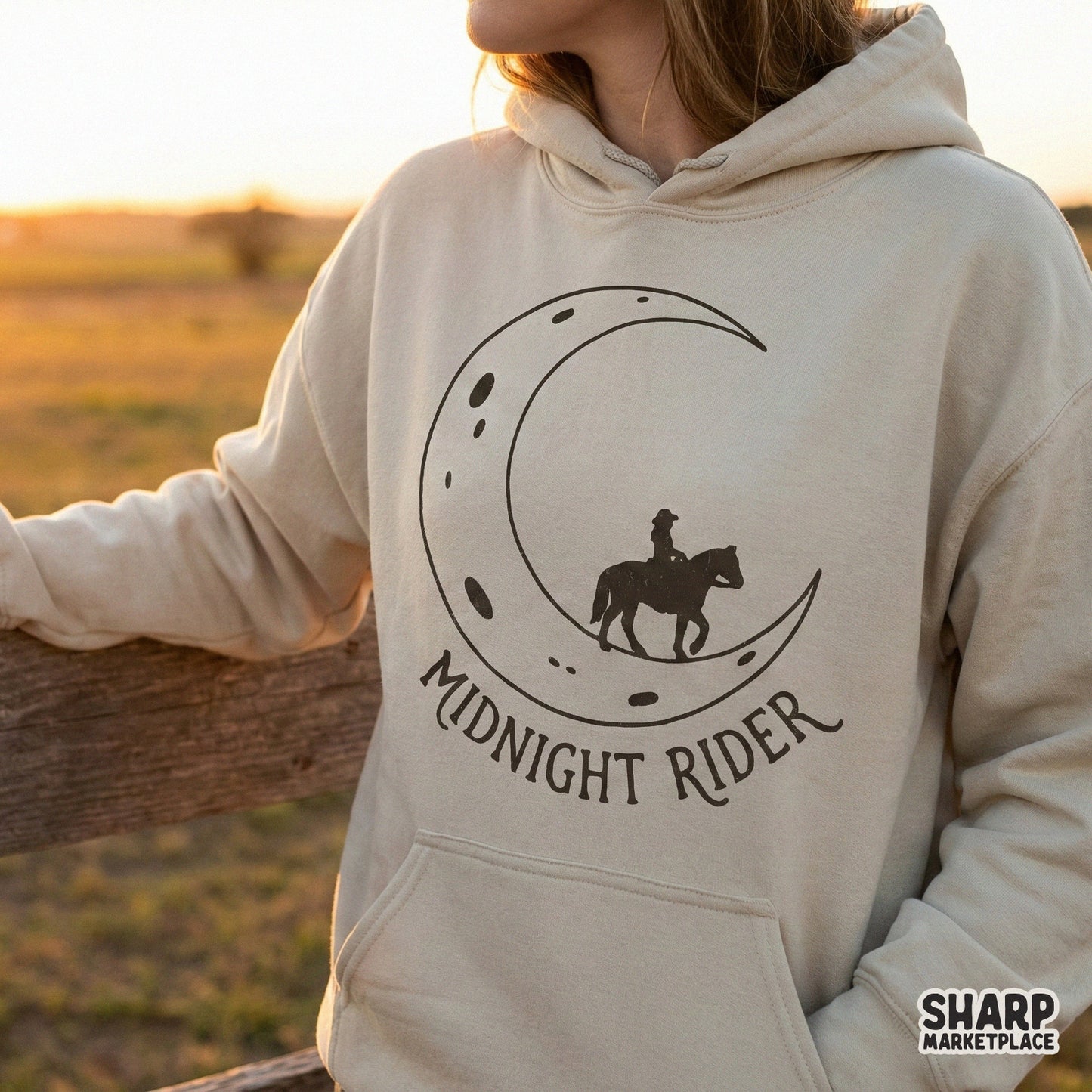 Midnight Rider PNG, Western Cowboy Moon T-Shirt Design - 300 DPI Design