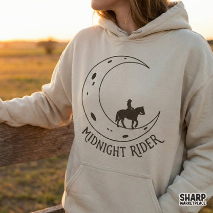 Midnight Rider PNG, Western Cowboy Moon T-Shirt Design - 300 DPI Design